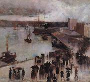 Charles conder Departure of the SS Orient from Circular Quay oil on canvas